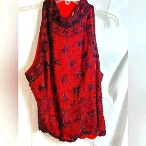 NWT! Mark & John Black and Red Sequin Sleeveless top (Size XL)